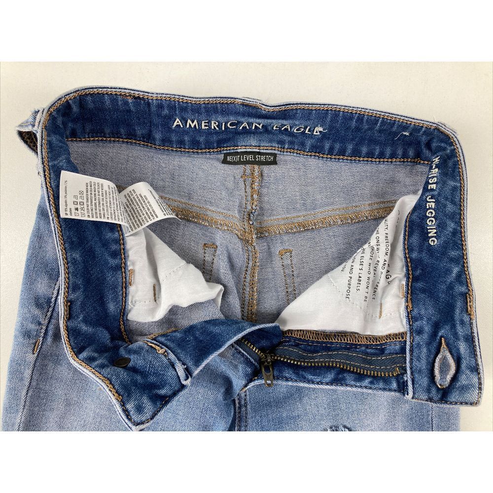 American Eagle Next Level Stretch Hi Rise Jegging Distressed Size 00 Short - Picture 4 of 8
